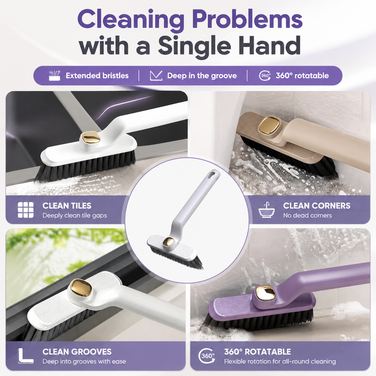 Rotatable Multi‑Function Gap Cleaning Brush