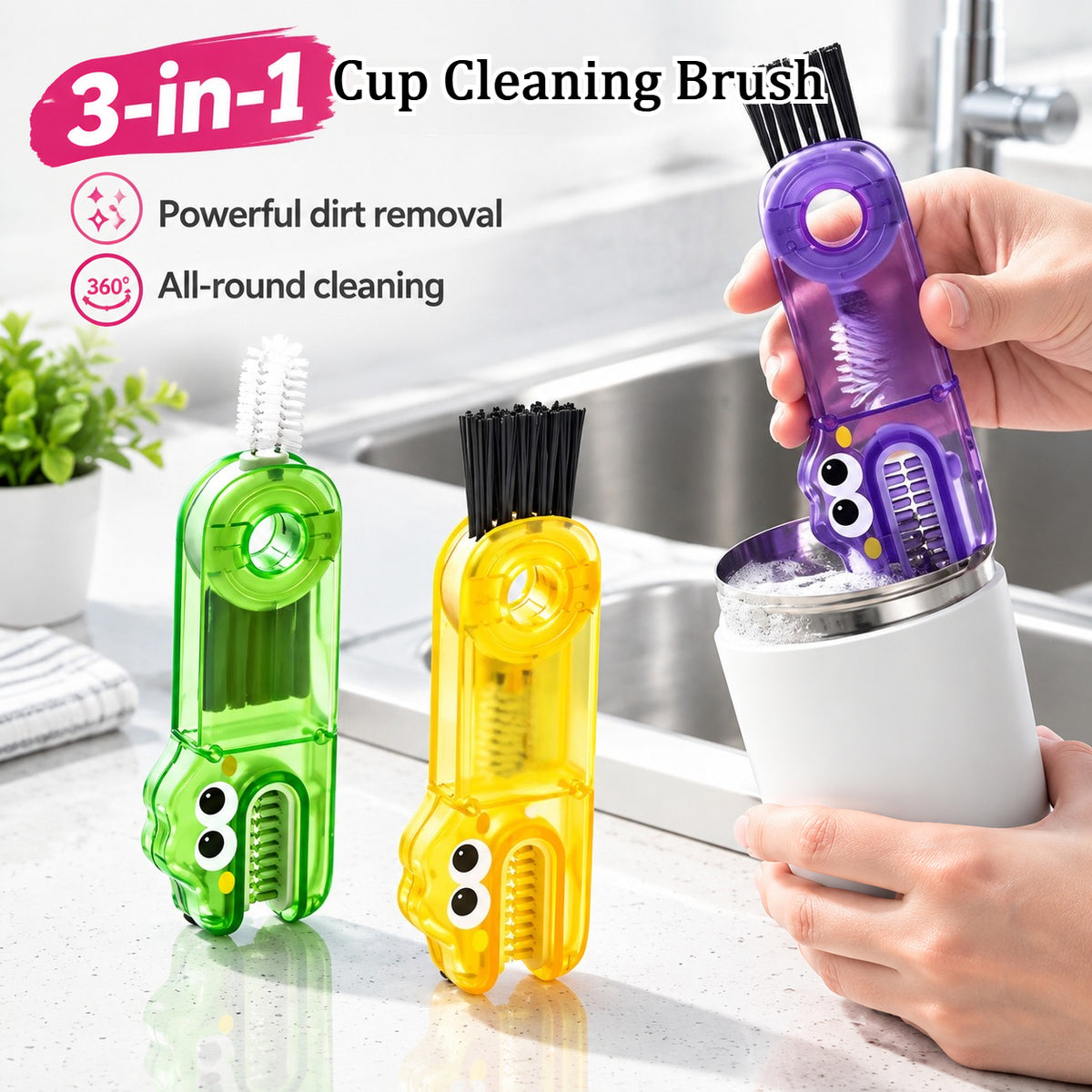 Multi‑functional 3‑in‑1 Cleaning Brush